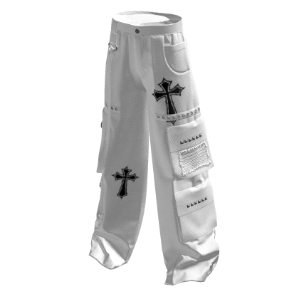 Cross Y2K Cargo Pants White & Black thumbnail