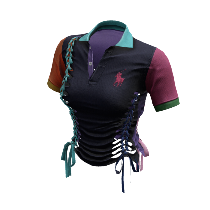 Braided Cutout Polo Shirt (Toy Block)
