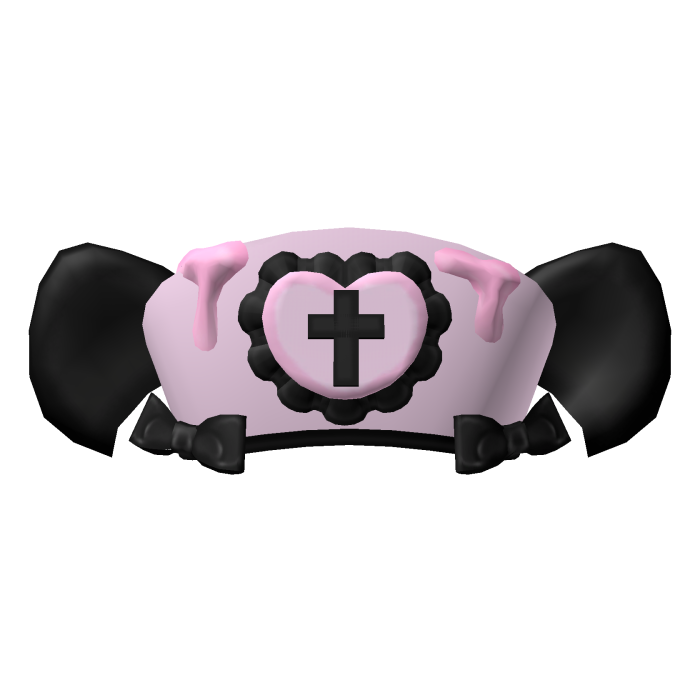 . ‿ ♡ cute black pink nurse bat ears and hat !