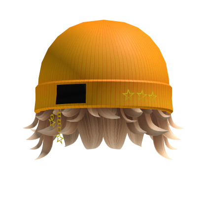 Y2K Gold Beanie Stars Hat with K-Pop Blonde Hair Roblox item