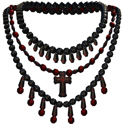 Beaded Gothic Cross Rosary Necklace Black Red | Roblox Item