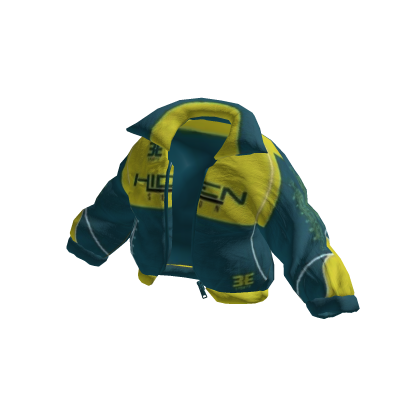 Y2K Cyan Puffer Jacket Hidden Lime