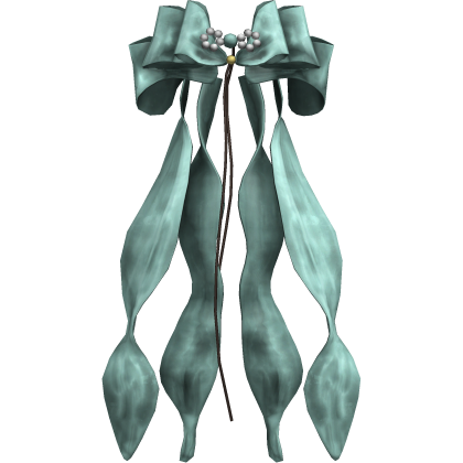 Super Long Teal Flowy Back Hair Bow Roblox item