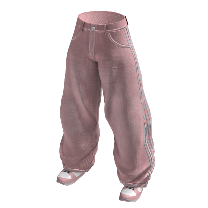 Baggy Pants With Stripes + Sneakers (Pink) thumbnail
