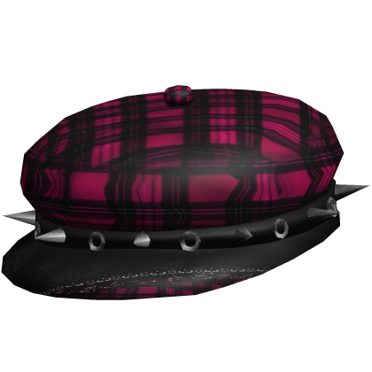 cute vkei emo spiked plaid beret in pink