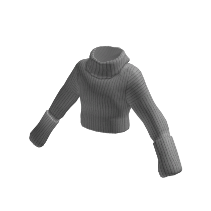 Warm Cropped Turtleneck Sweater - Light Grey thumbnail
