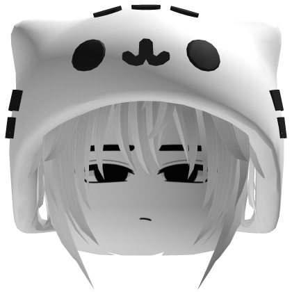 Moe Cute cat hood with long white hair vkei dashie