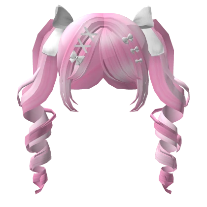 [JTPPW8] Jirai Twirls Pigtails Hair - Pink White Roblox item render