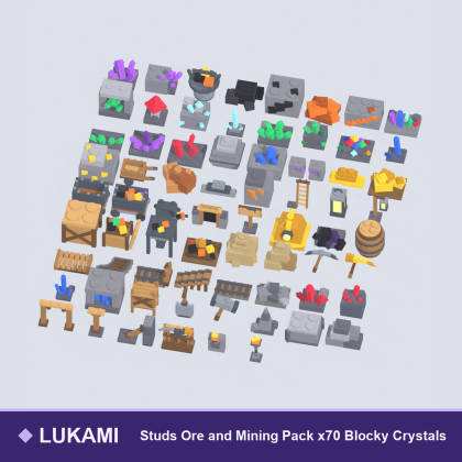 Studs Ore and Mining Pack x70 Blocky Crystals