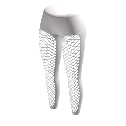 white fishnet leggings