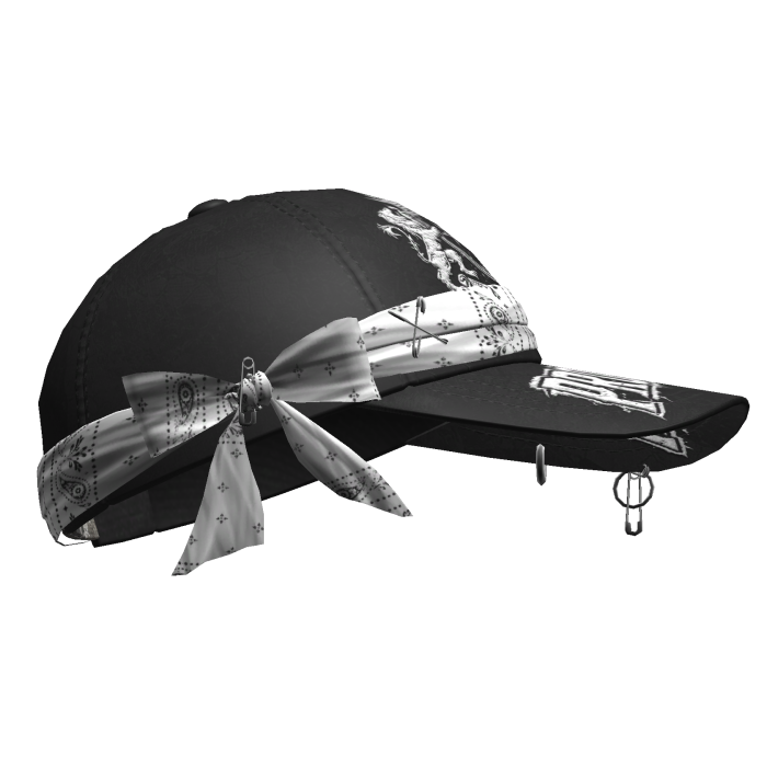 Y2k Tilted Bandana Cap Black&White
