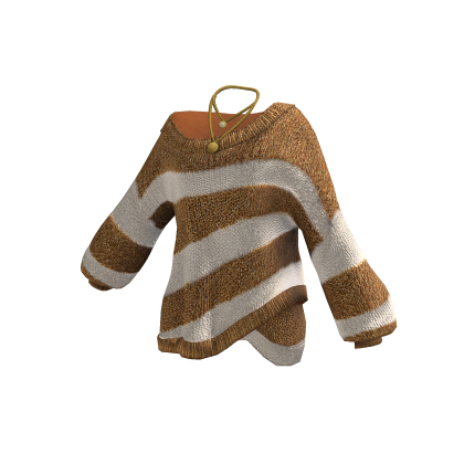 Y2K Striped Knit Sweater w/ Necklace (Brown)