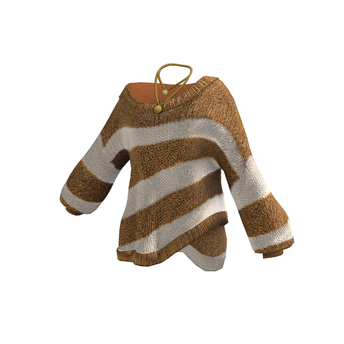 Y2K Striped Knit Sweater w/ Necklace (Brown)