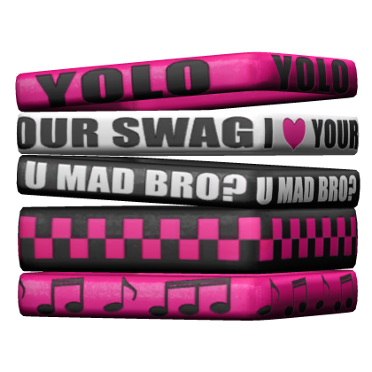 R6 Pink Scene Emo Y2K Rubber Bands Bracelet Set 