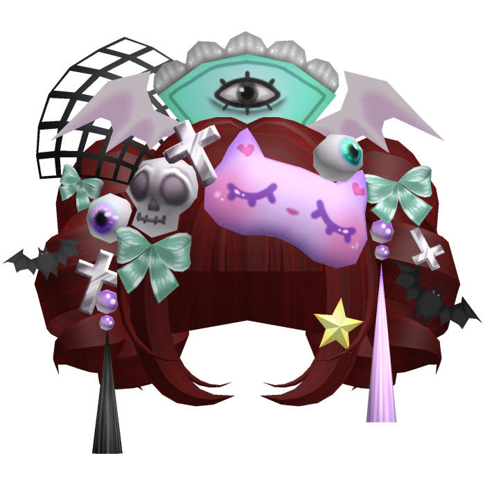 Pastel Goth Spooky Kawaii Pigtail Curls Red
