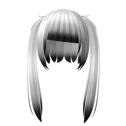 cute moe long straight pigtails in white/black Roblox item
