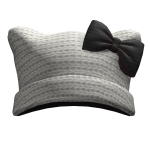 Cute Kawaii Kitty Beanie w/ Bow (White & Black)
