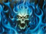 blue flaming skulles