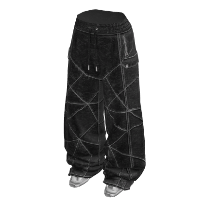 Baggy Washed Jeans w/ Sneakers (Washed Black)