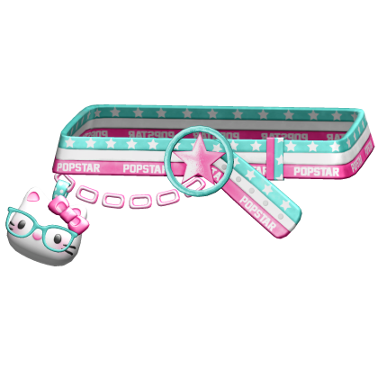 Amekaji Gyaru Harajuku Kitty Chain Belt Teal Pink