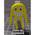 smiley on a skateboard