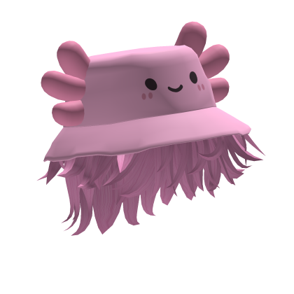 Pink Axolotl Bucket Hat w/ Messy Hair (Pink)