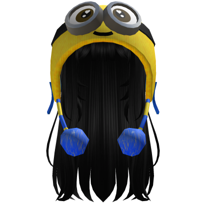Minion Hood w/ Black Long Grunge Hair