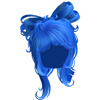 Short Cute Bow Shaped Ponytail Hair - Blue Roblox item