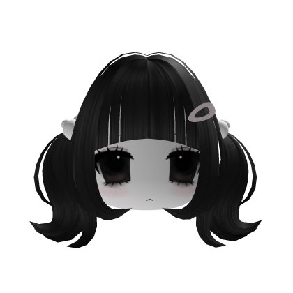 Black hair + face goth girl pigtails cute emo Roblox item