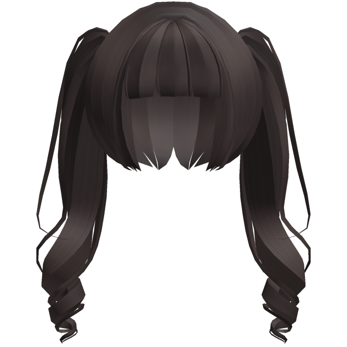moe neat jirai curly ponytails w bangs brown