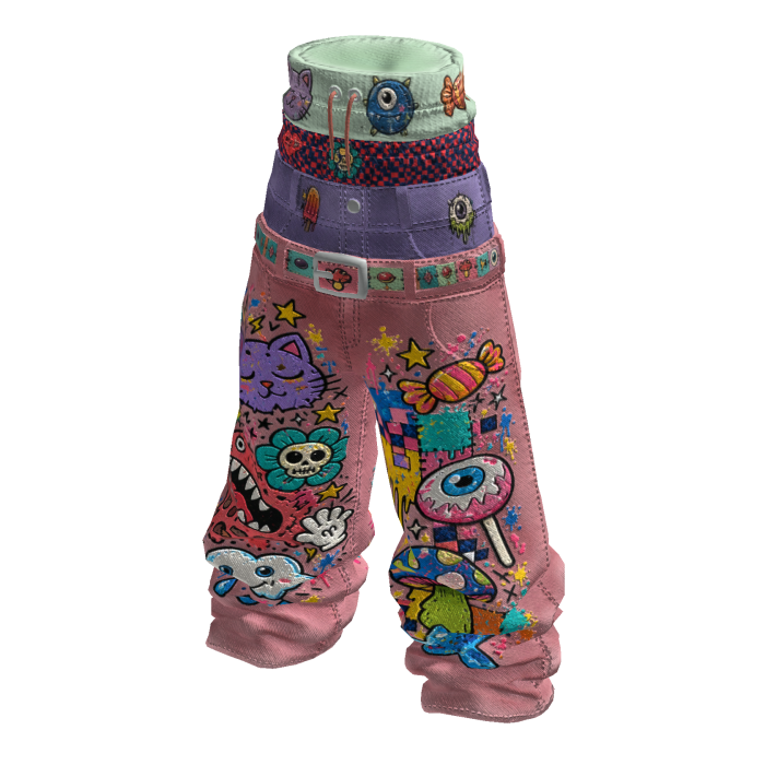 iBLOX - Pink Graffiti Layered Waist Sagging Jeans