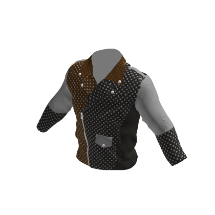 Brown & White Studded Leather Moto Jacket