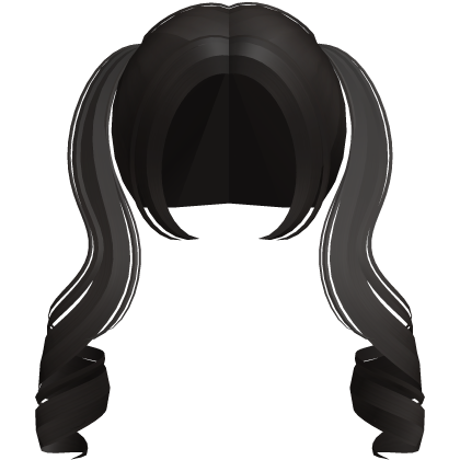 ♡ kawaii long deep brown curly pigtails