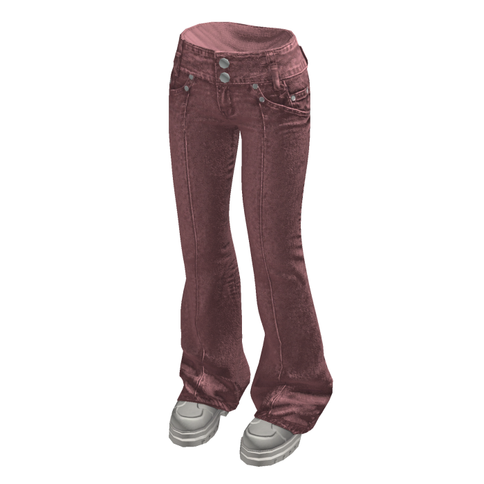 Double Button Flare Jeans w/ Sneakers (Pink)