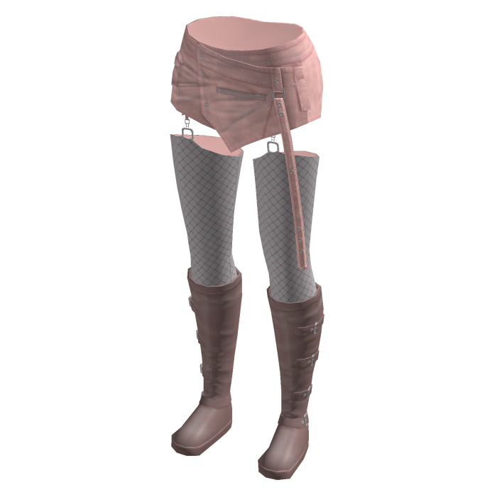 Goth Micro Shorts w/ Fishnets & Boots (Pink)