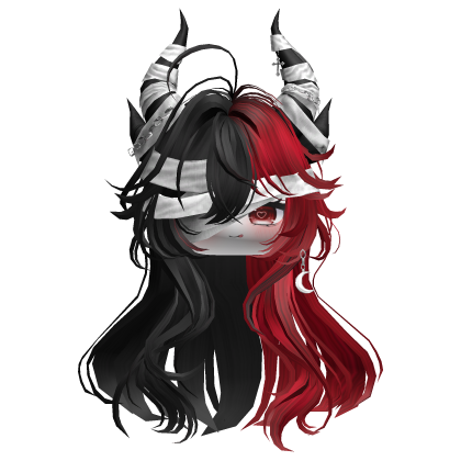 Horned Anime Demon Wolfcut (Black&Red)
