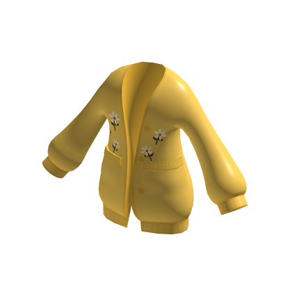 Adorable Floral Oversized Cardigan in Yellow thumbnail