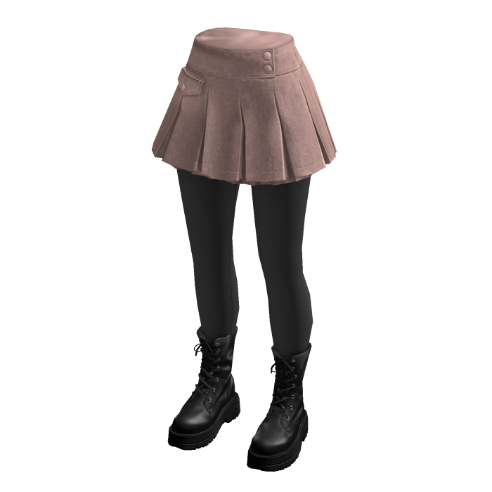 Pleated Wrap Skirt with Ankle Boots (Pink)