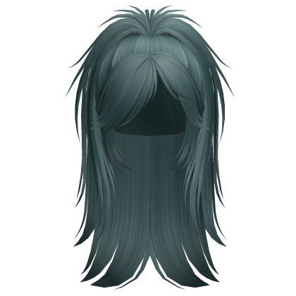 messy half-up grunge ponytail (dark teal)