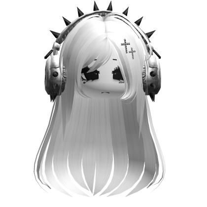 Punk Straight Hair W/ Headphones White