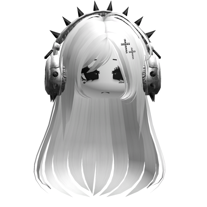Punk Straight Hair W/ Headphones White