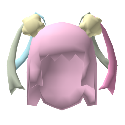 Low Poly Starry Ribbon Pigtails Pink 