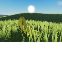 Find the banana in the grass