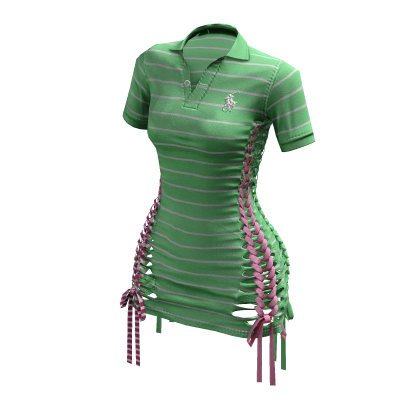 Braided Cutout Polo Dress (Mint)