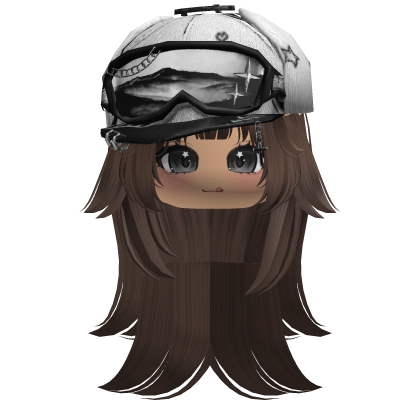 Brown Tilted Goggles Cap Girl Hair