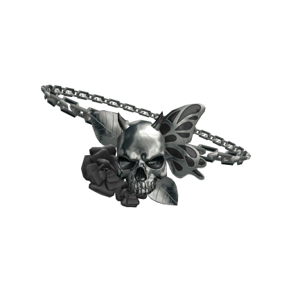 Skull Eyepatch Silver With Black Roses