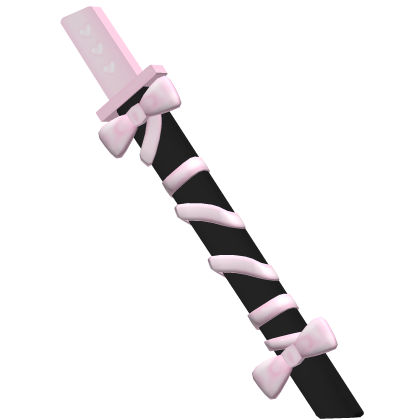 🤍 kawaii katana on back w/ ribbons black & pink