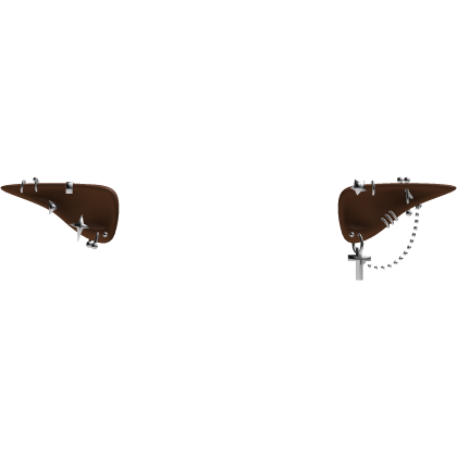 Brown Emo Elf Ears /w Silver Piercings