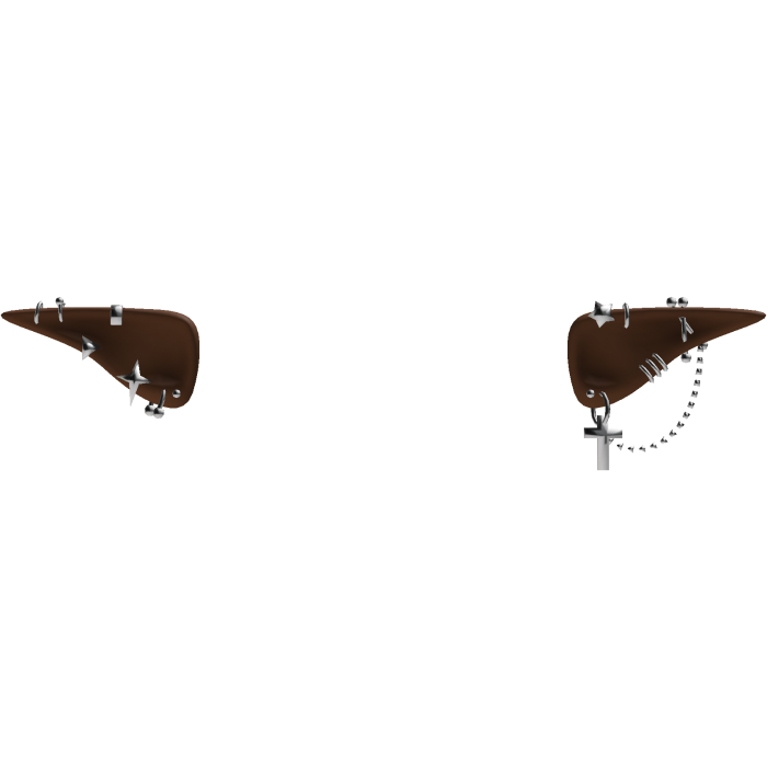 Brown Emo Elf Ears /w Silver Piercings