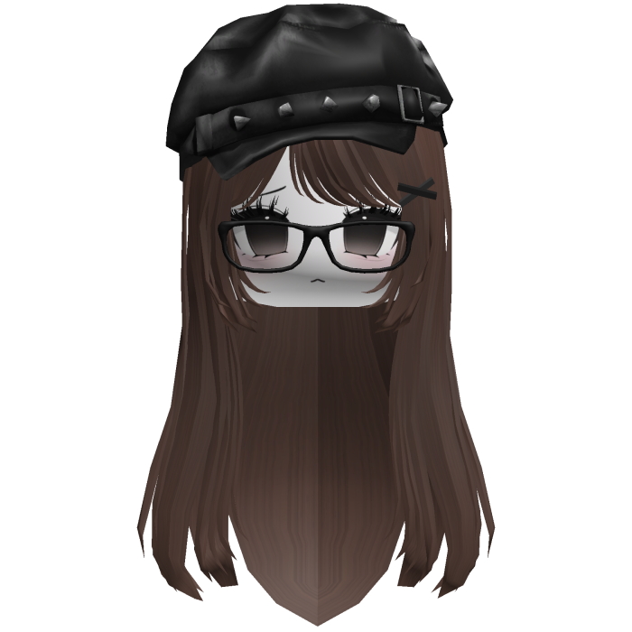 ☆ Gothic Beret hair brown w/ Moe face glasses